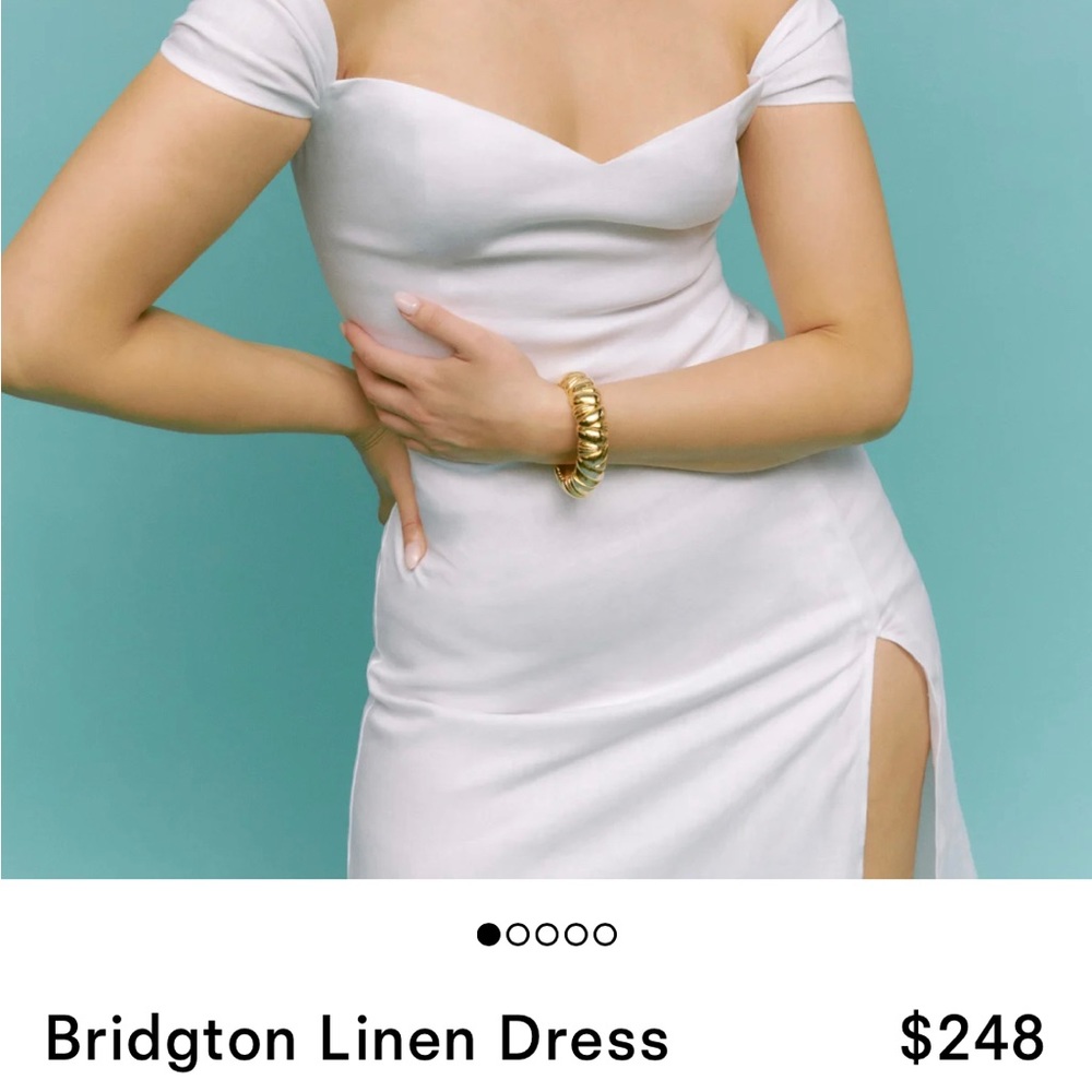 Reformation white linen Bridgton dress, size 2